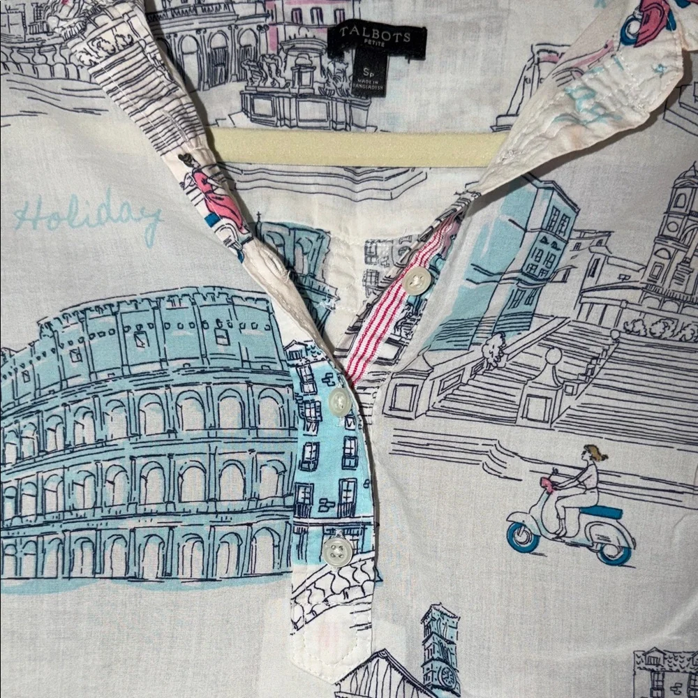 Talbots  Multicolor Roman Holiday Button Down Shirt - Picture 6 of 8